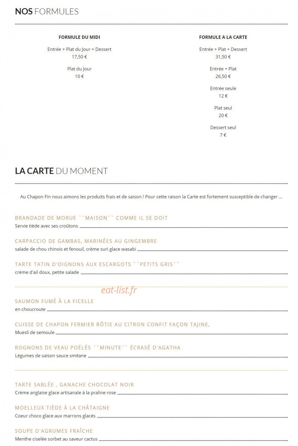 Le Chapon Fin — carte page 1