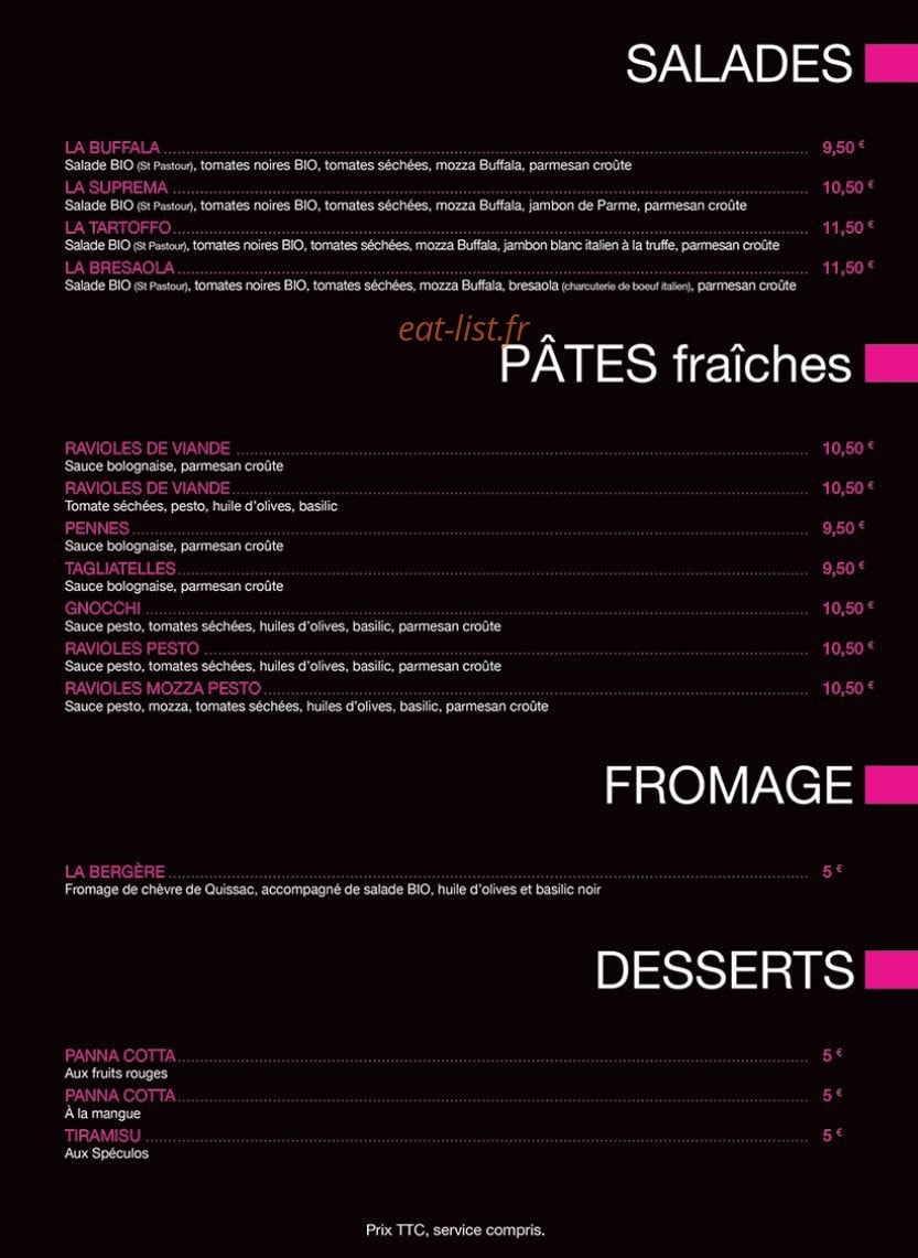 Ristorante La Toscana — carte page 1
