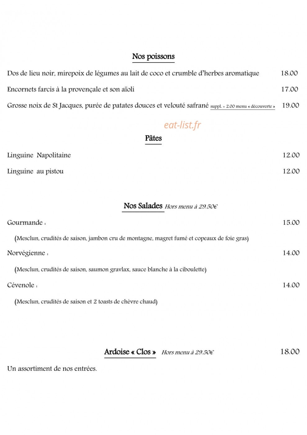 Le Clos des Arts — carte page 4
