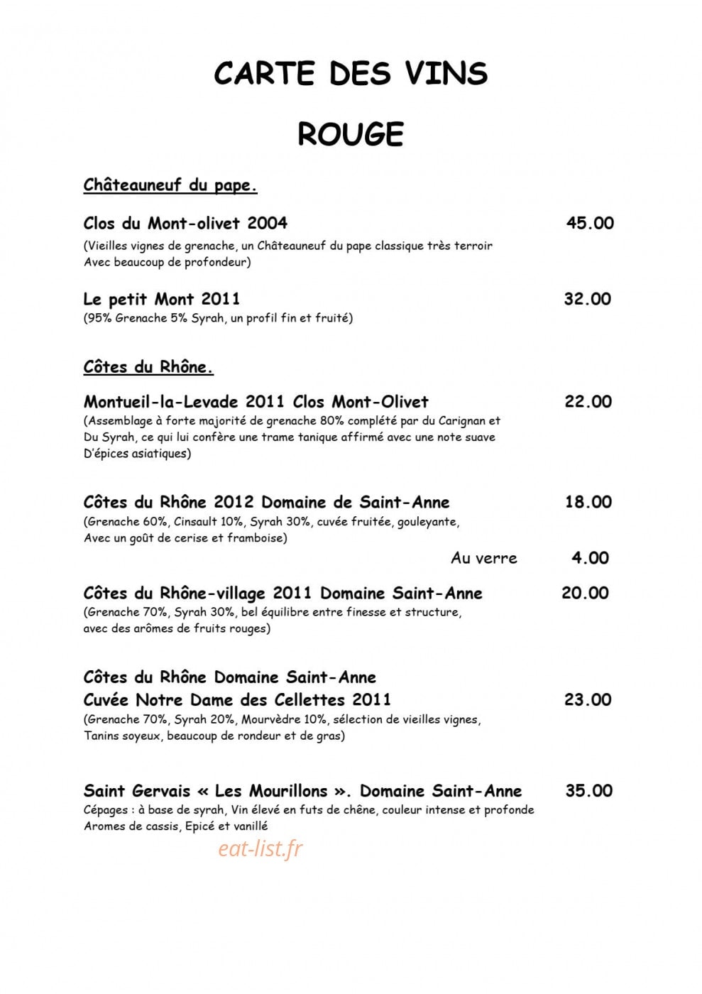 Le Clos Des Arts Les Mages Menus Le Clos des Arts à Les Mages - menu et photos