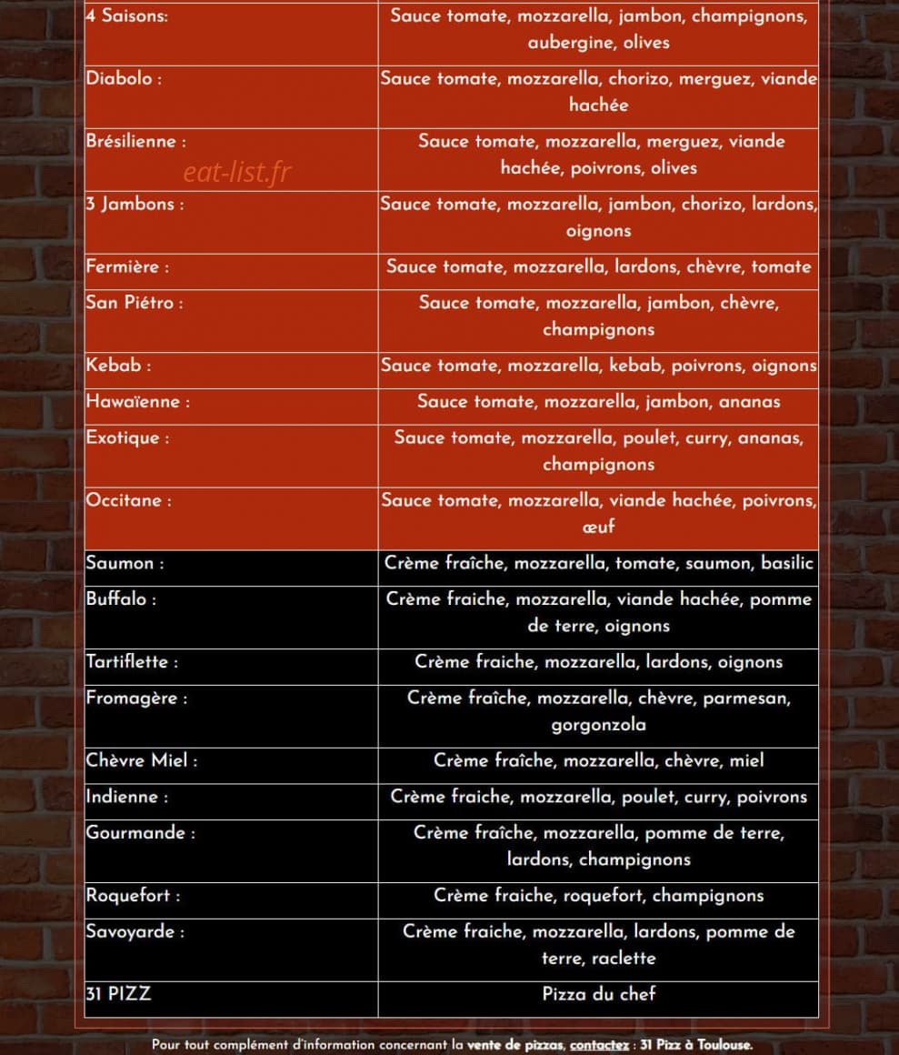 31 Pizz — carte page 2