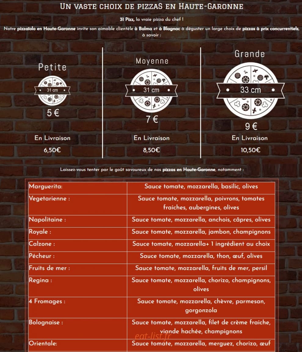 31 Pizz — carte page 1