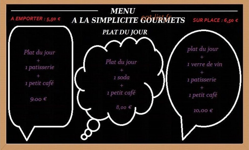A La Simplicite Gourmet — carte page 2