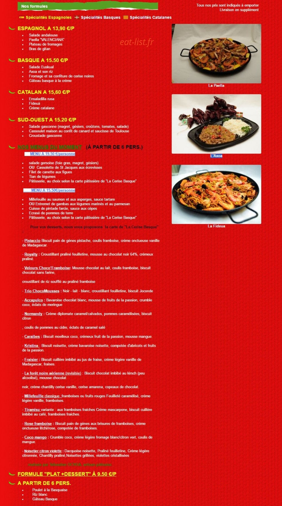 A la toque — carte page 6