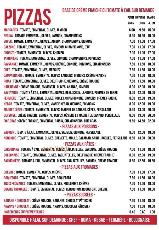 acrocs pizza — carte page 1