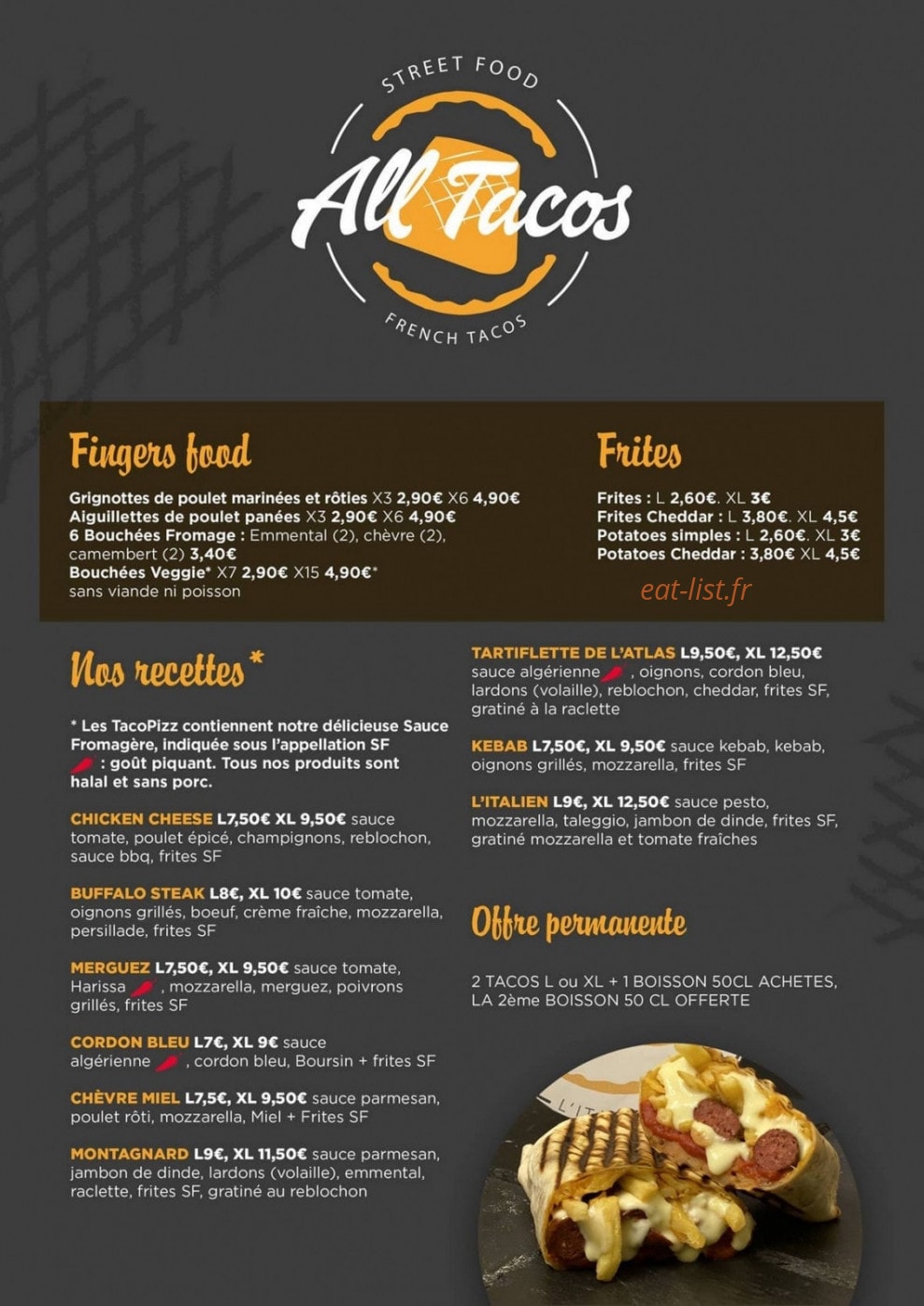 All Tacos — carte page 1