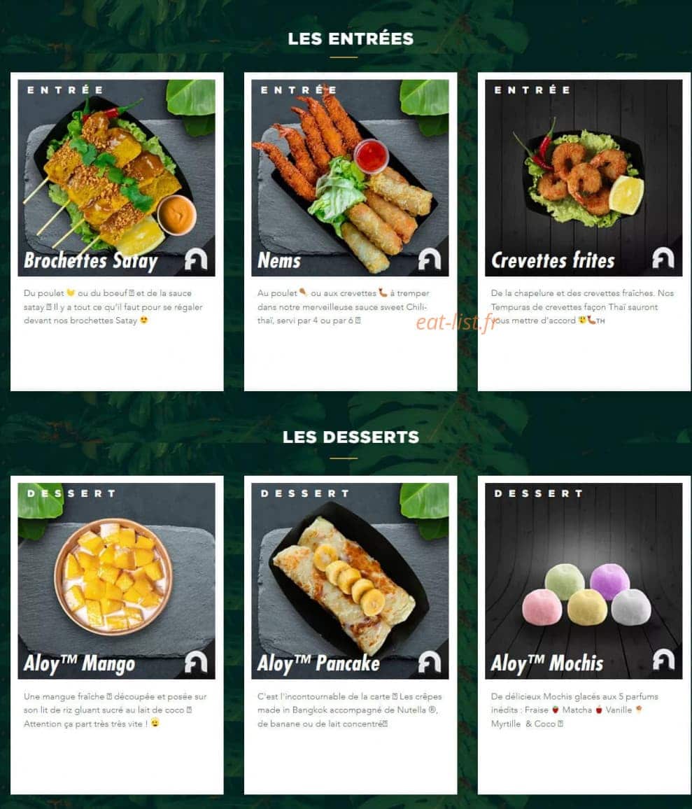 Aloy Thai — carte page 2