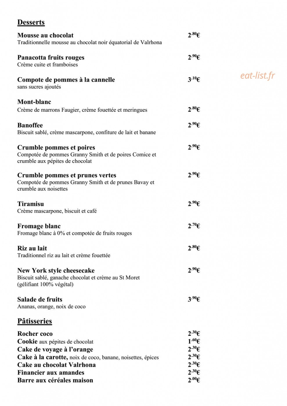 Arum Café — carte page 4