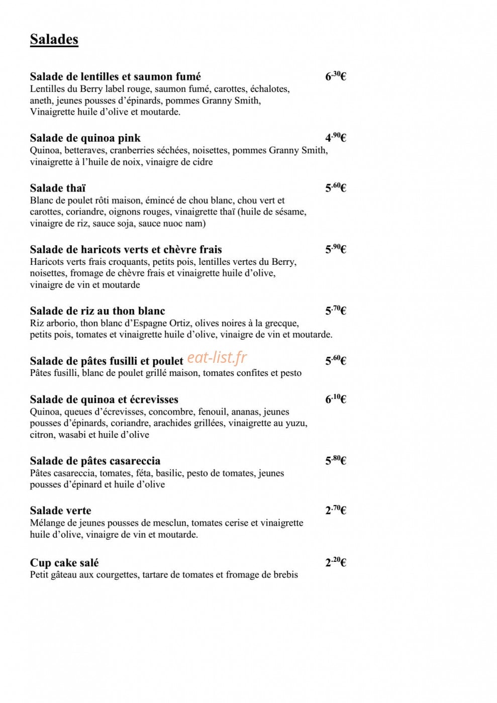 Arum Café — carte page 1