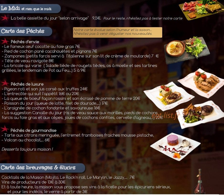 Au Gai Pécheur — carte page 1