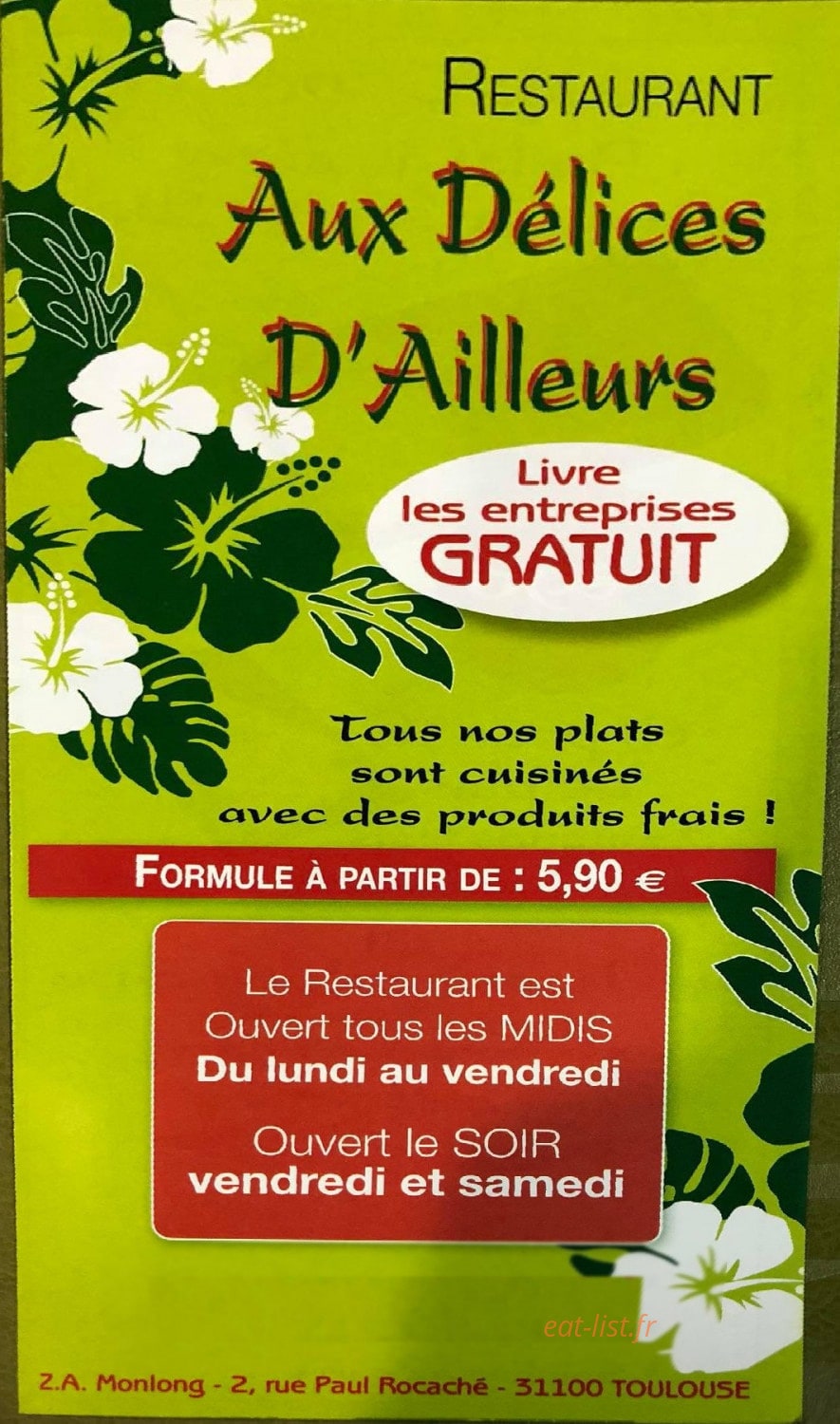 Aux Délices d'Ailleurs — carte page 1