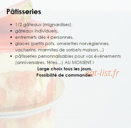 Aux Petits Fours — carte page 2