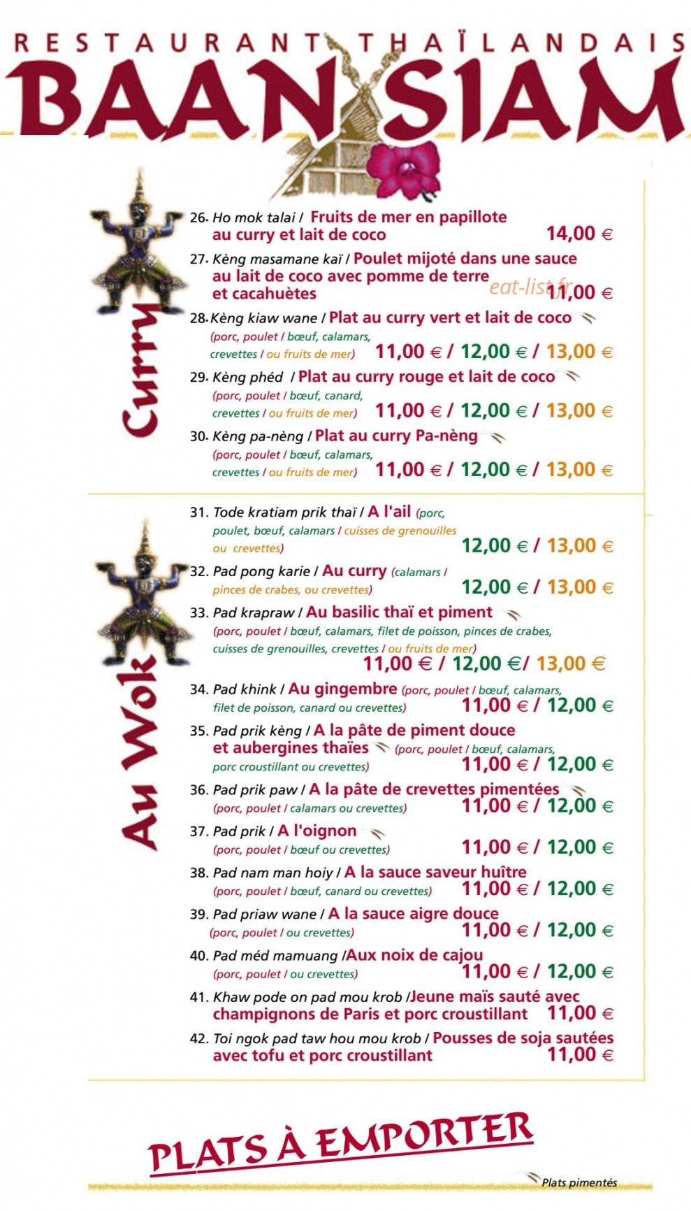 Baan Siam — carte page 1