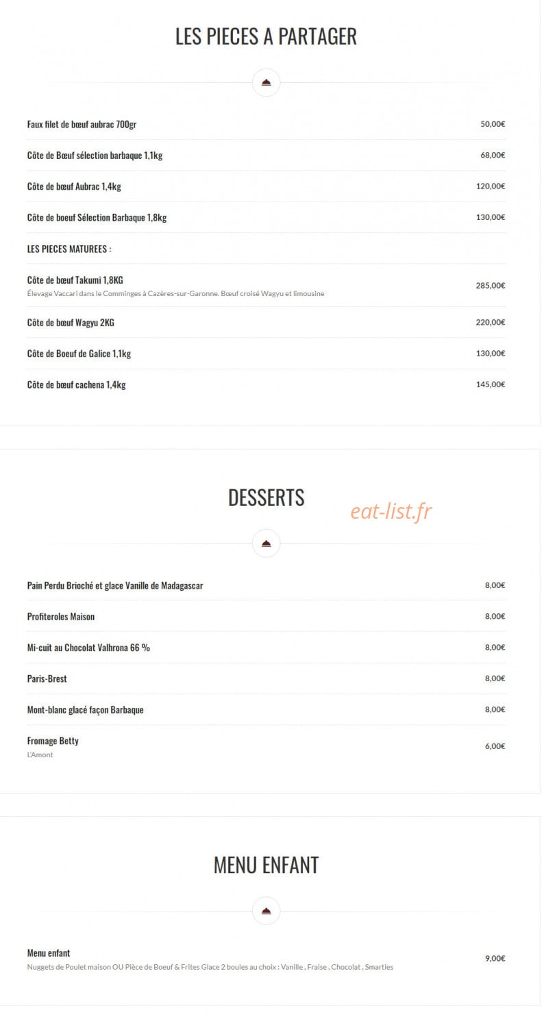 Barbaque — carte page 2