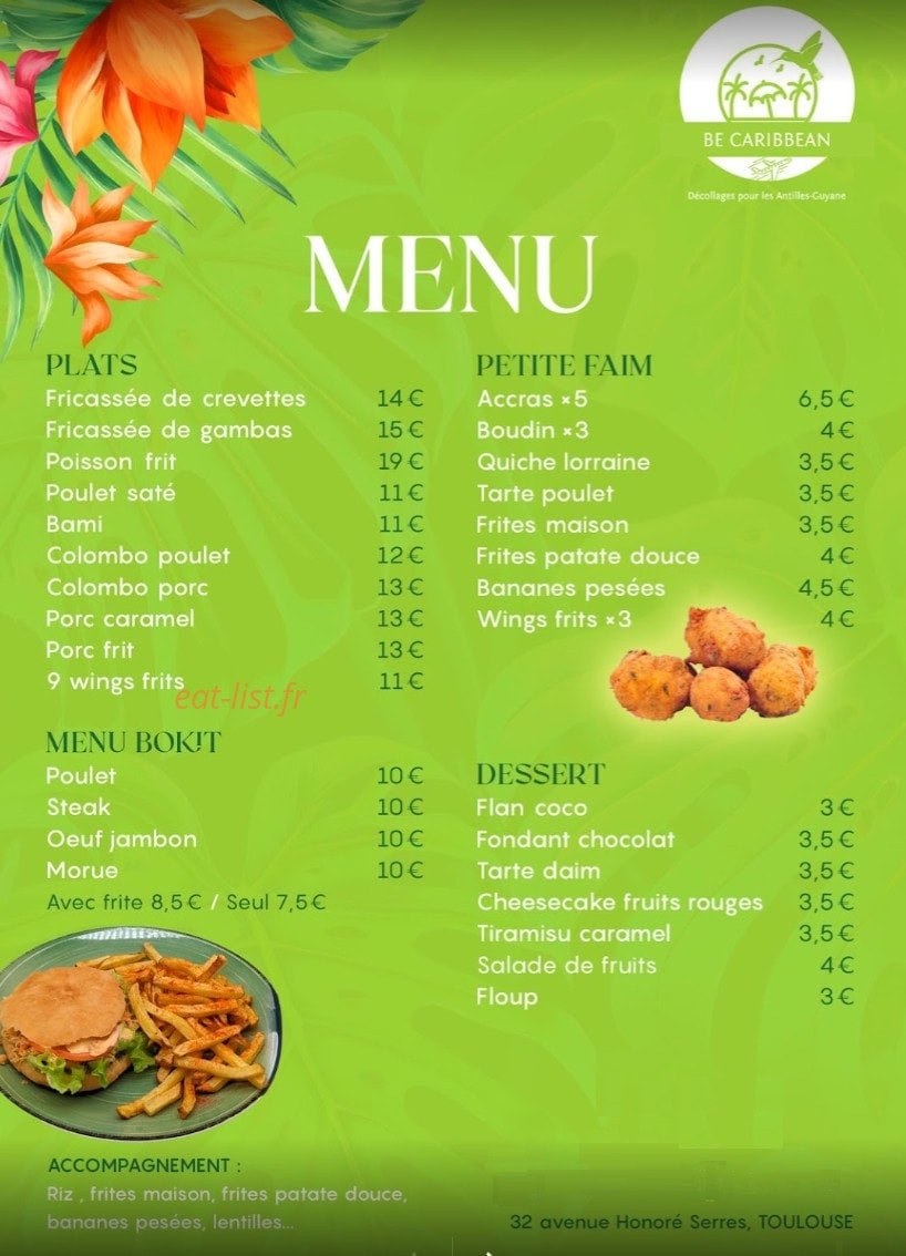 Be caribbean — carte page 1