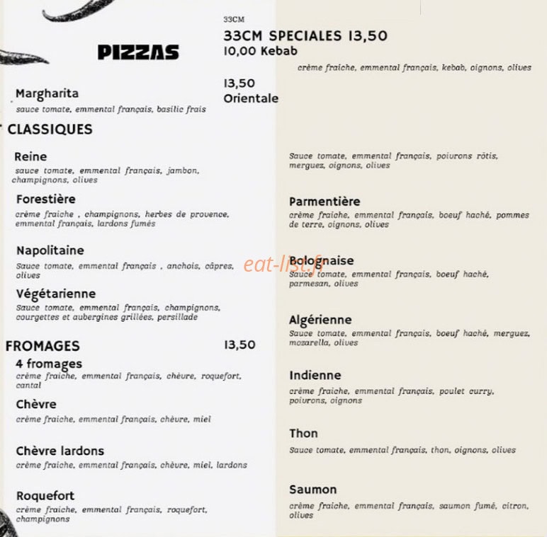 Bella Pizza — carte page 1