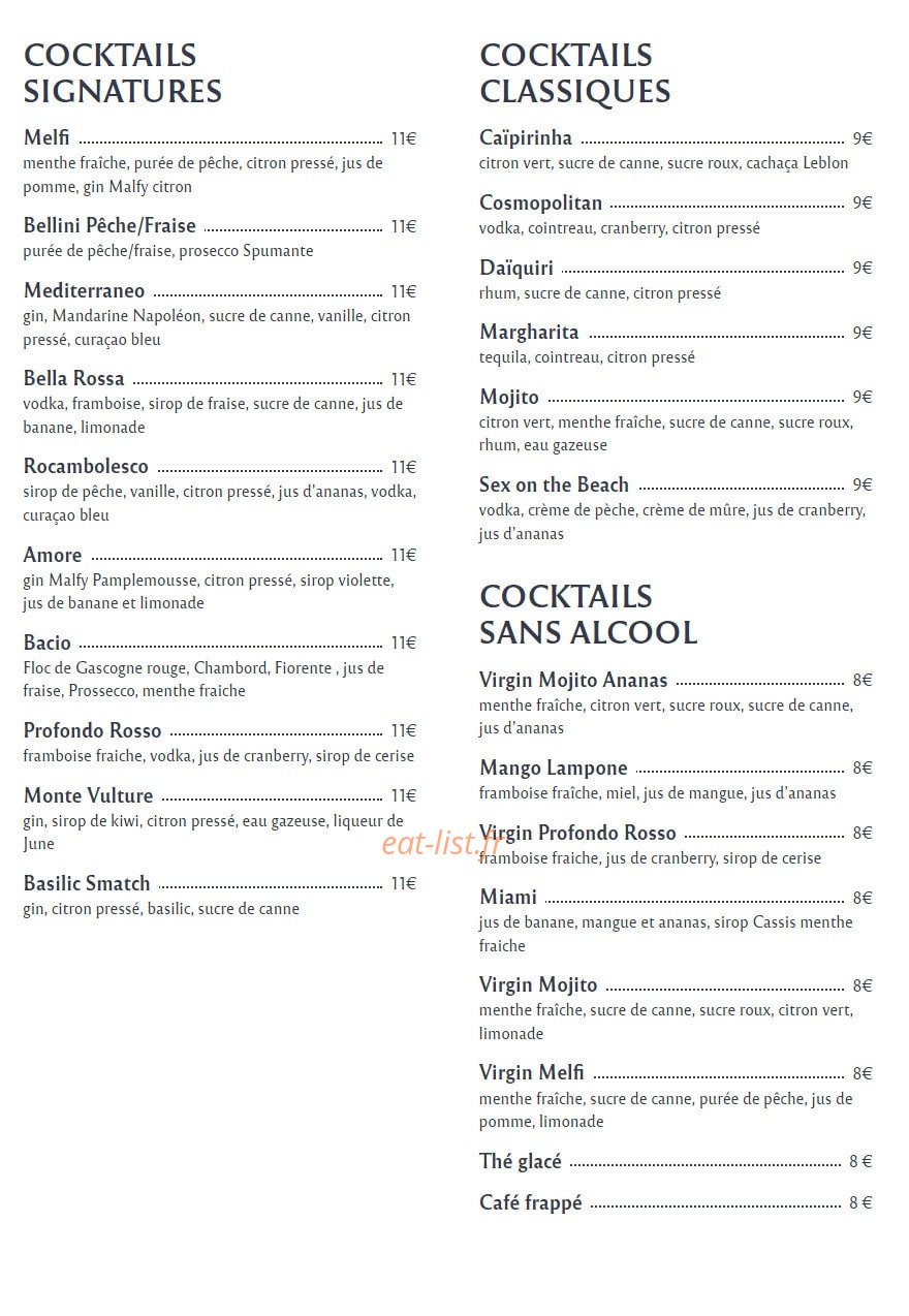 Bellini Pizzeria — carte page 6