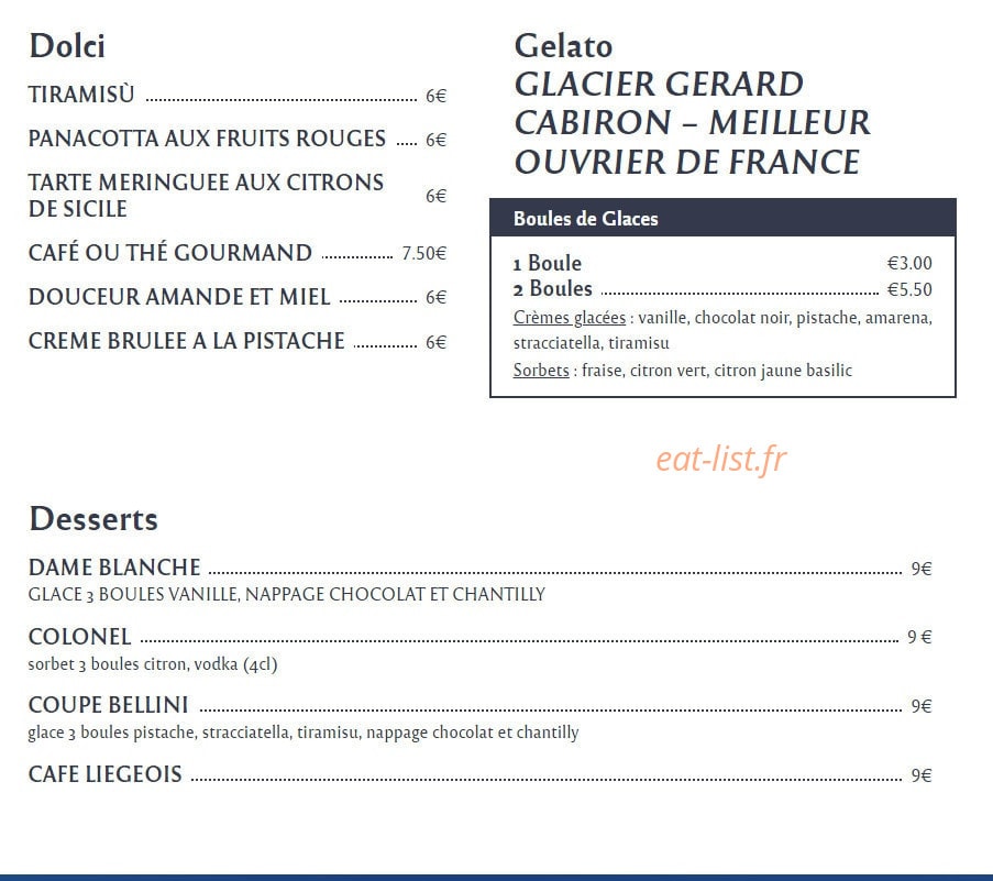 Bellini Pizzeria — carte page 5
