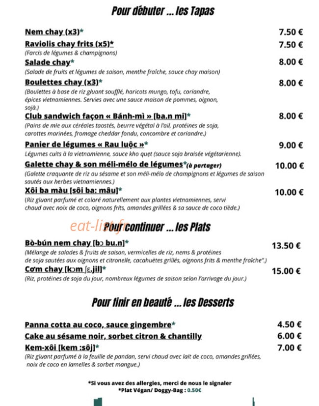 Bep Chay — carte page 1