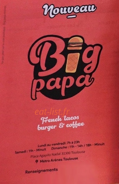 Big papa's — carte page 1