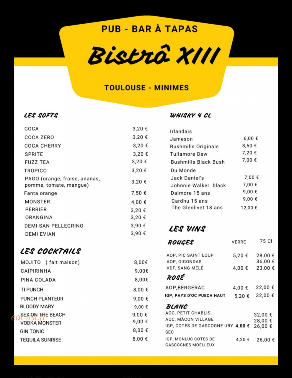 Bistrô XIII — carte page 3