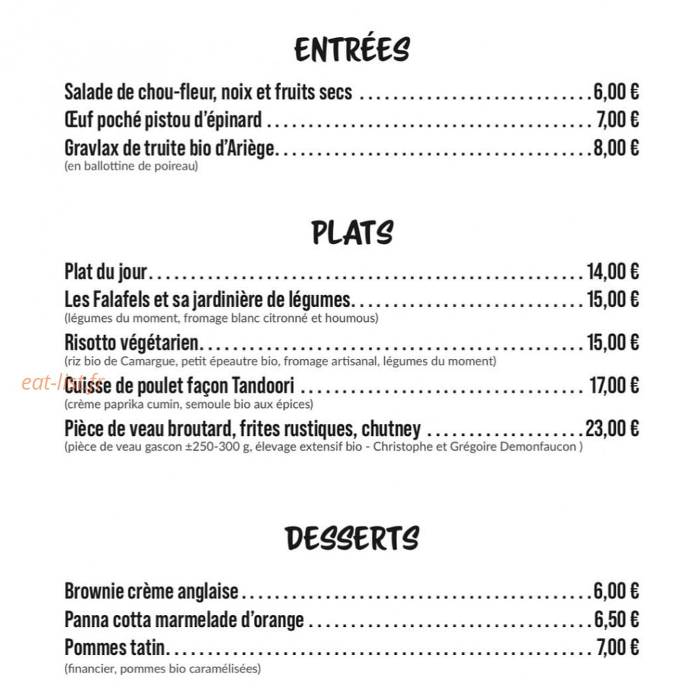 Bistrot Galien — carte page 1