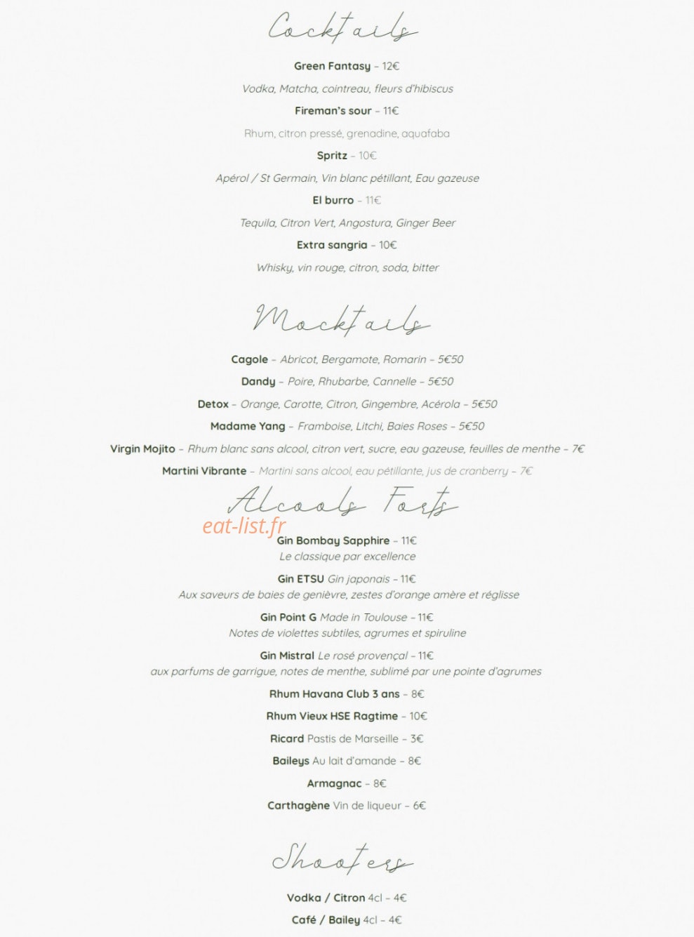 Bloomy Bistronomie Végétale — carte page 6