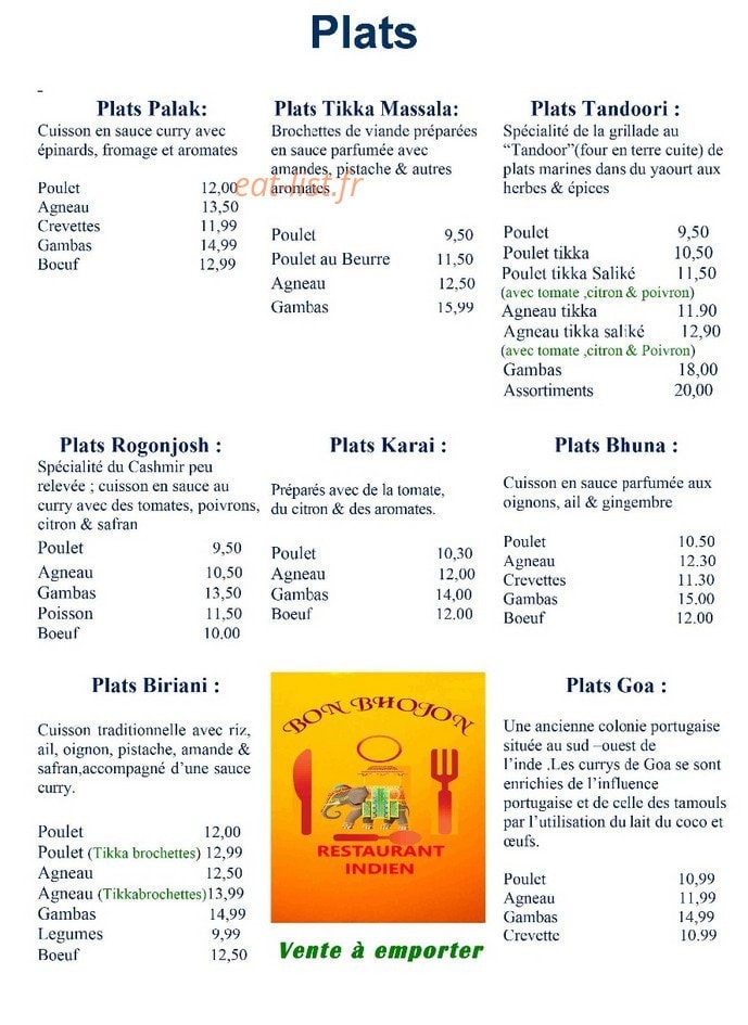 Bon Bhojon — carte page 4
