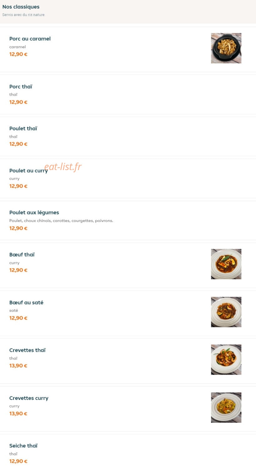 Carte et menu de Bonjour Vietnam à Toulouse — Classiques
