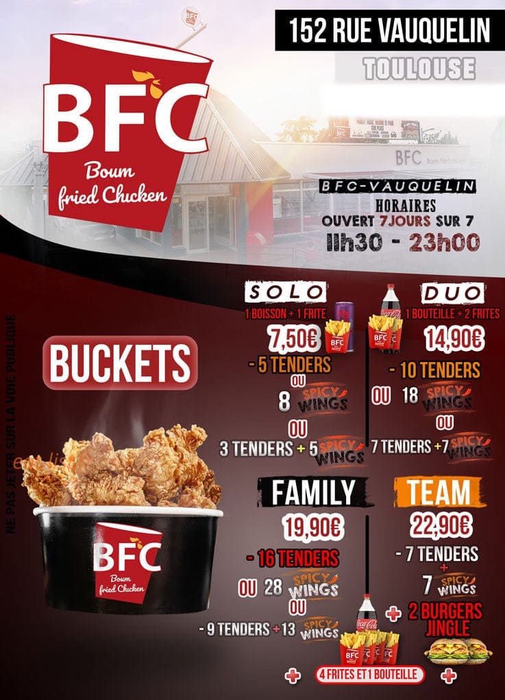 Boum Fried Chicken — carte page 1