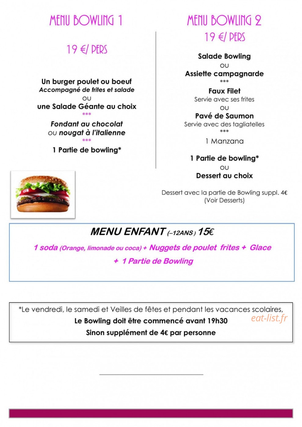 Bowling center — carte page 4