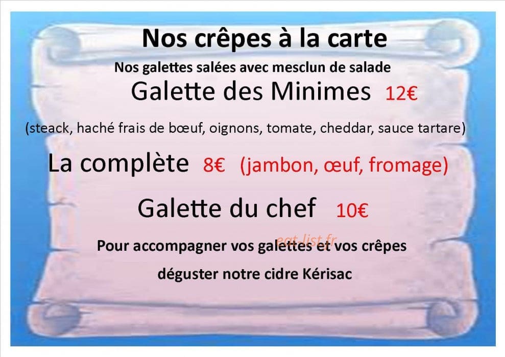Brasserie des Minimes — carte page 3