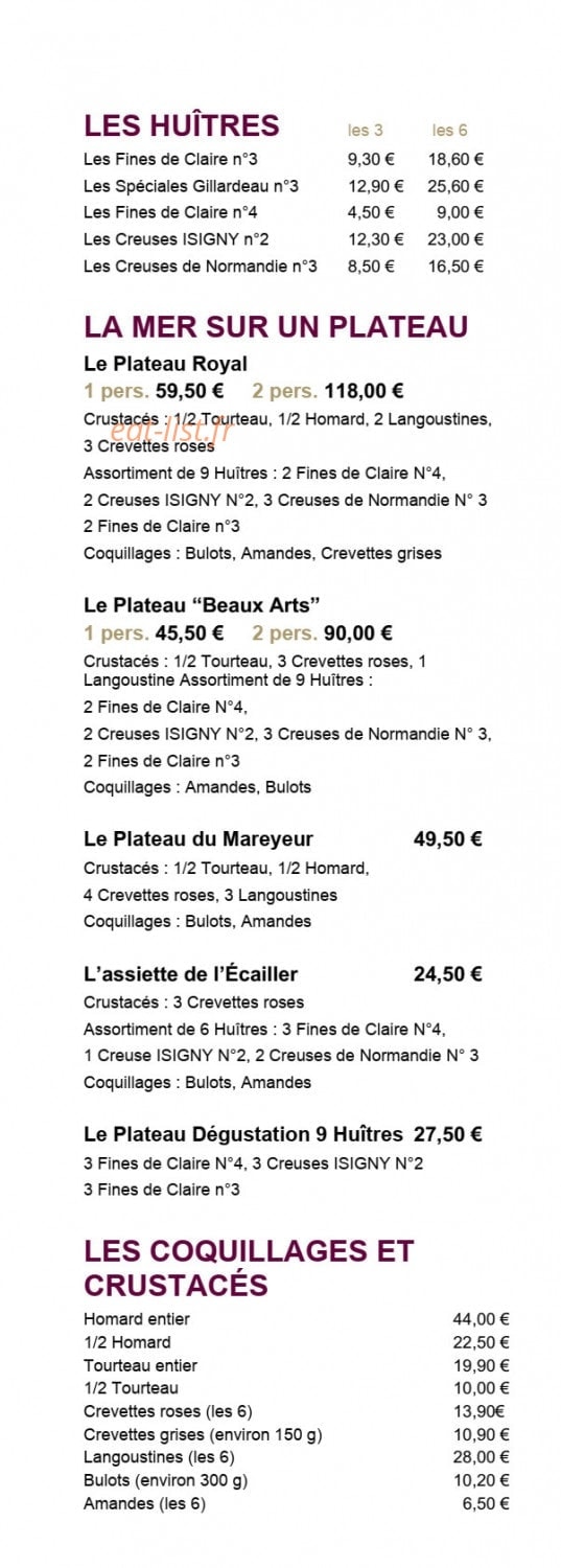 Brasserie Flo — carte page 1