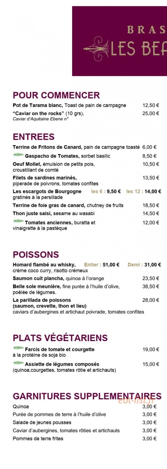 Brasserie Flo — carte page 2