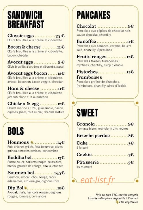 Brunch Club — carte page 2