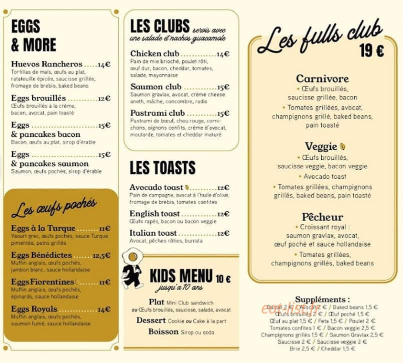 Brunch Club — carte page 1