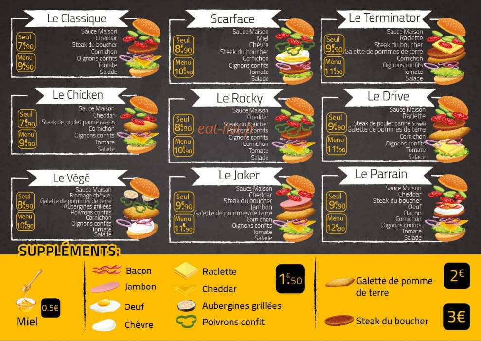 Burger Factory — carte page 1