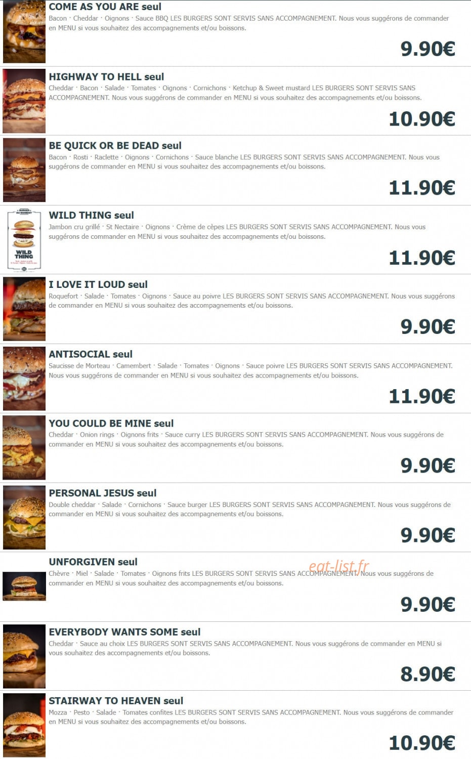 Burger'N'co — carte page 2
