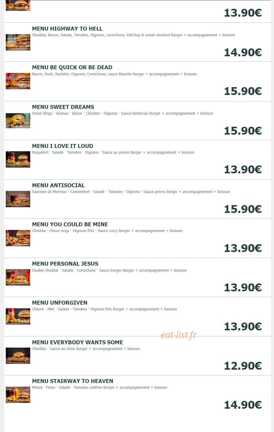 Burger'n'co — carte page 1