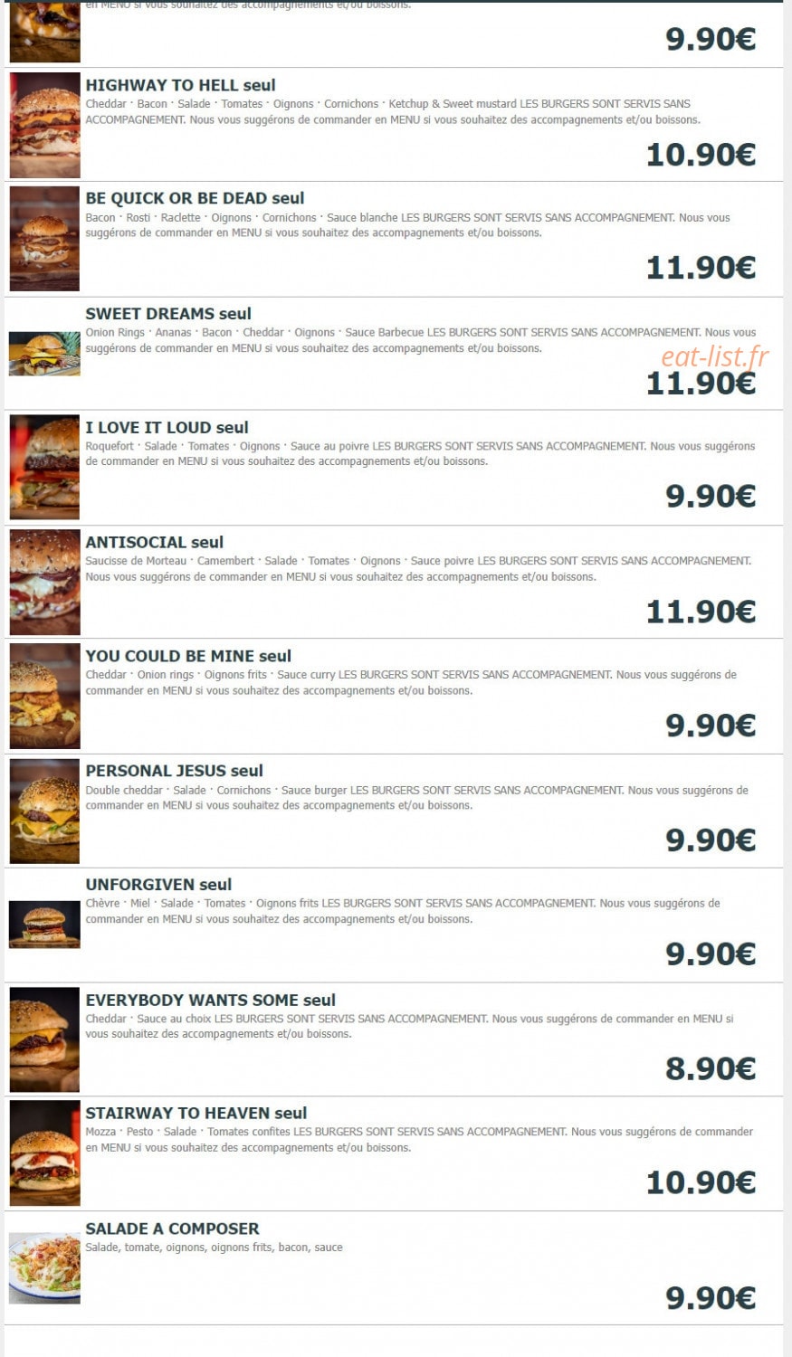 Burger'n'co — carte page 2