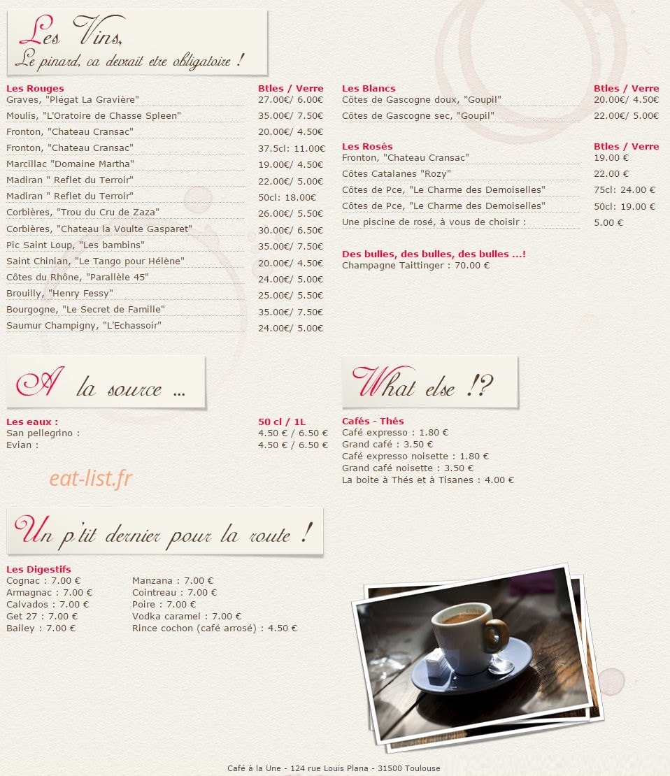 Café à la Une — carte page 6