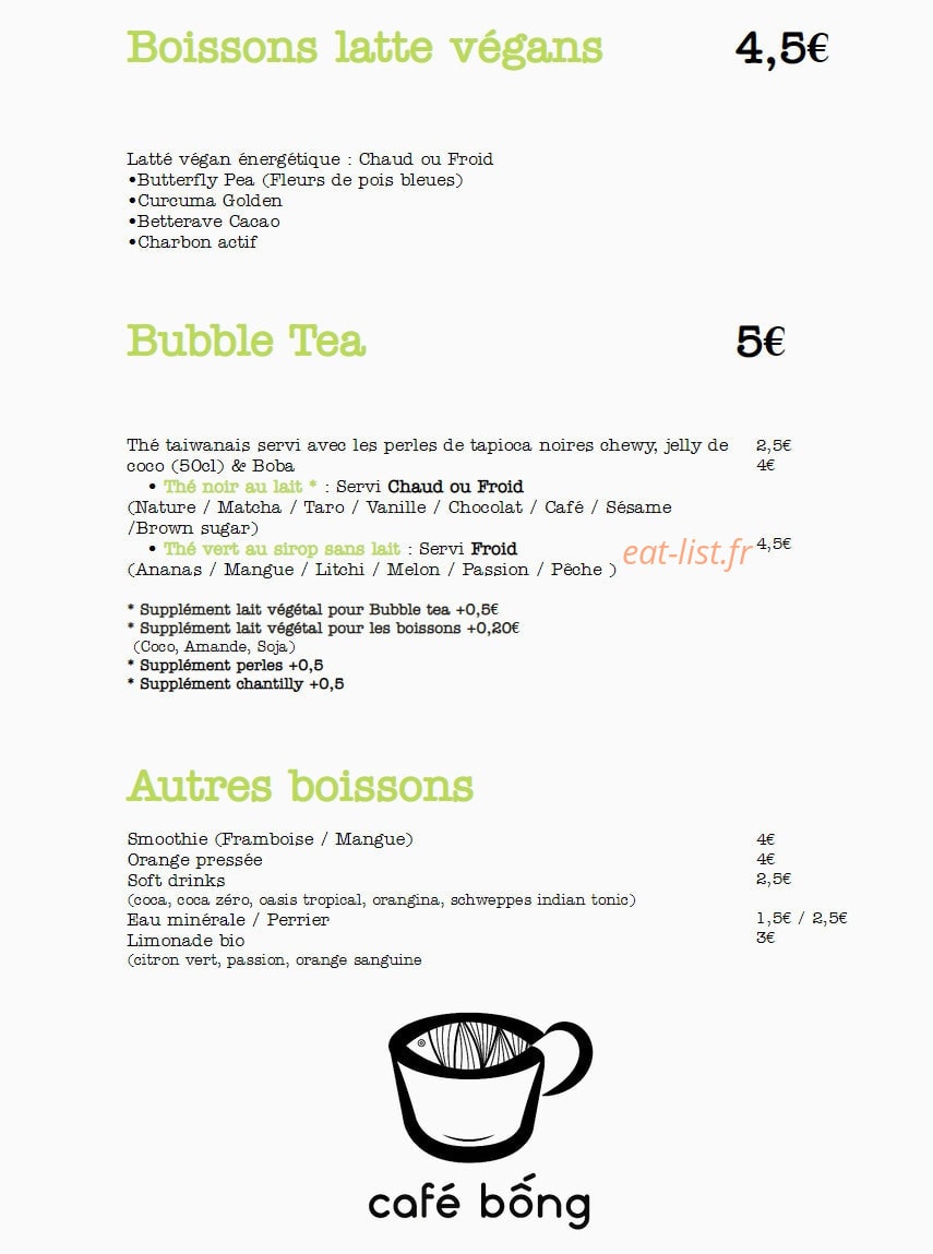 Cafe Bong — carte page 5