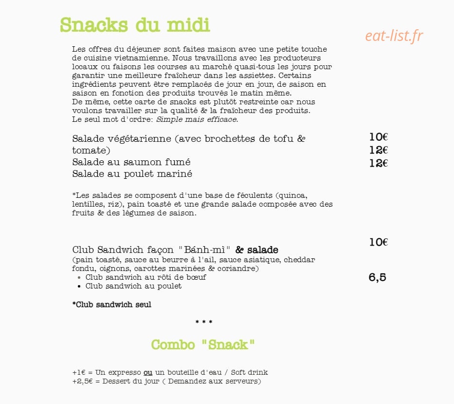 Cafe Bong — carte page 1