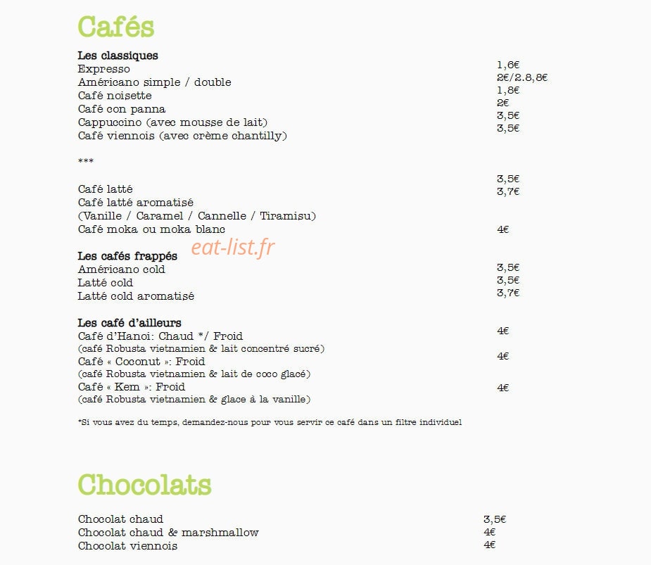 Cafe Bong — carte page 3