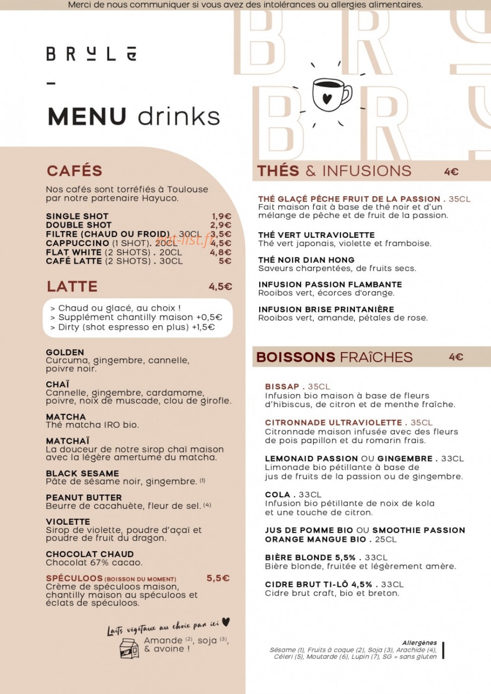 Café Brûlé — carte page 3
