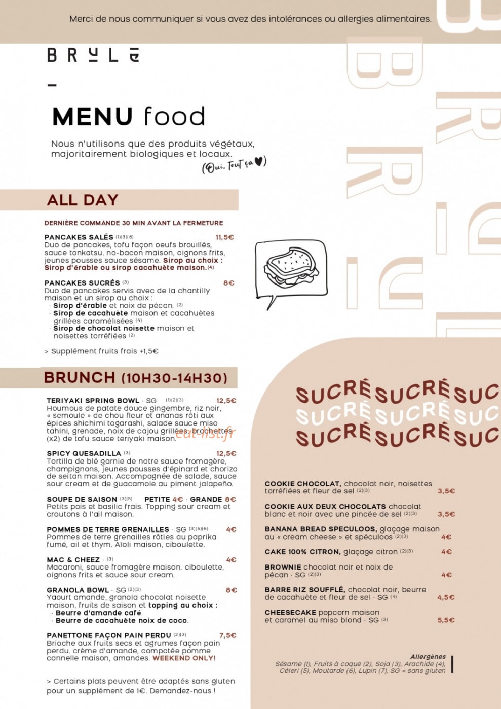Café Brûlé — carte page 1