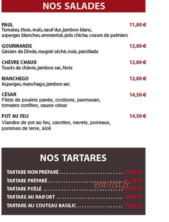 Café Francis — carte page 1
