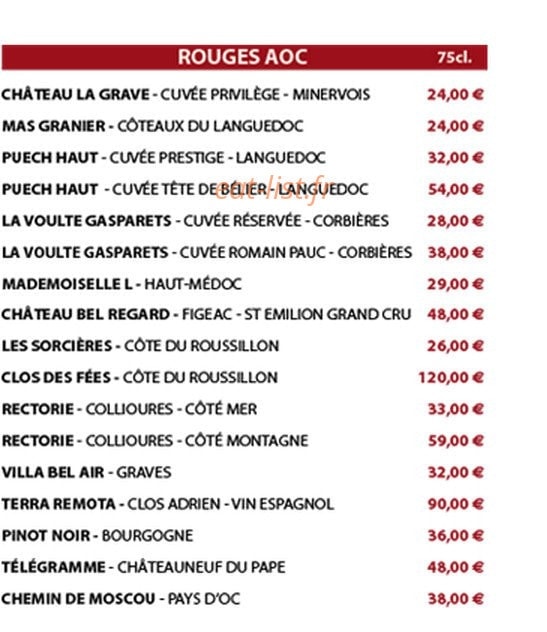 Café Francis — carte page 5