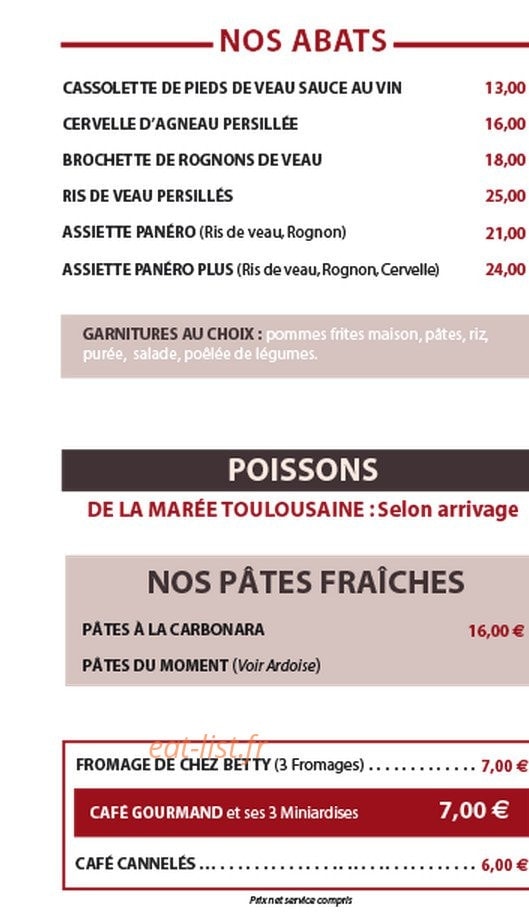 Café Francis — carte page 4