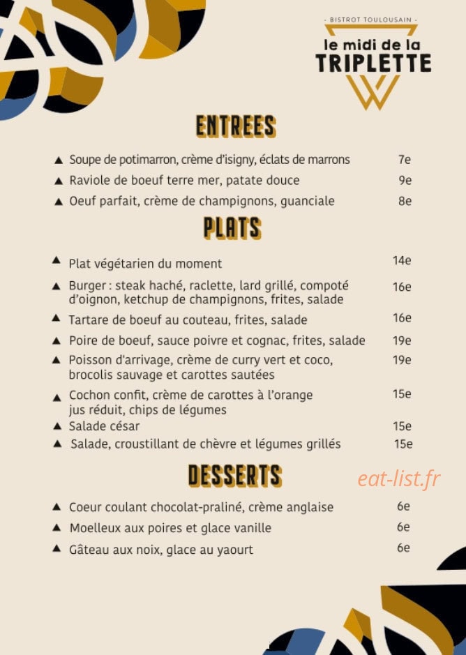 Café Triplette — carte page 1